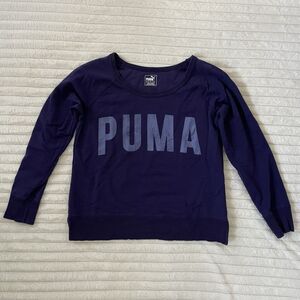 PUMA Sweatshirt Womens M Dry Cell French Terry Cropped Jumper Pullover Purple